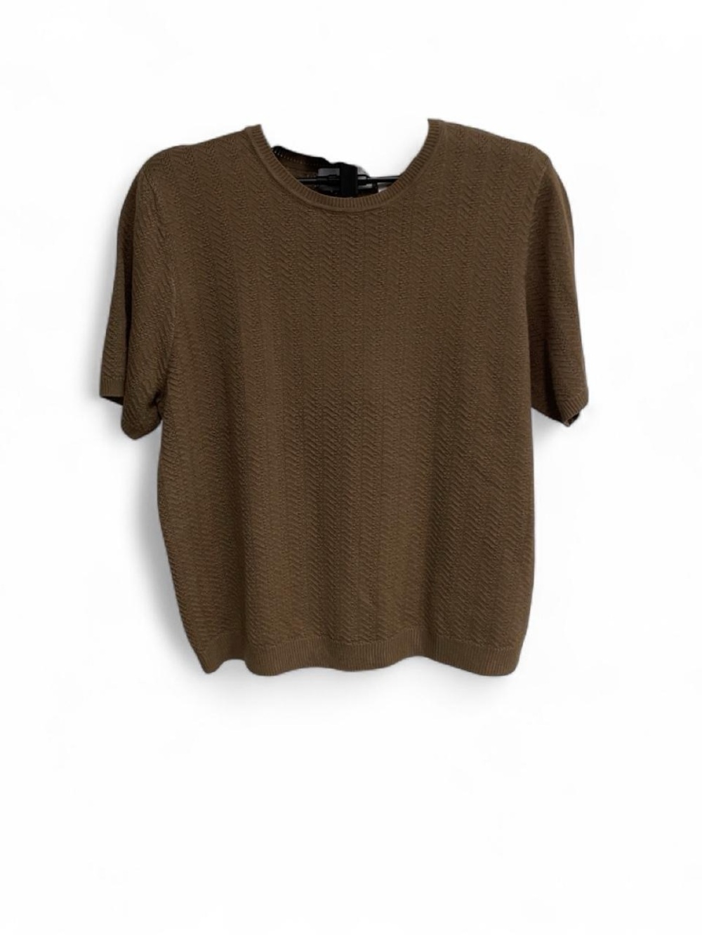 Alfred Dunner Brown Short-Sleeve Textured Knit Tee